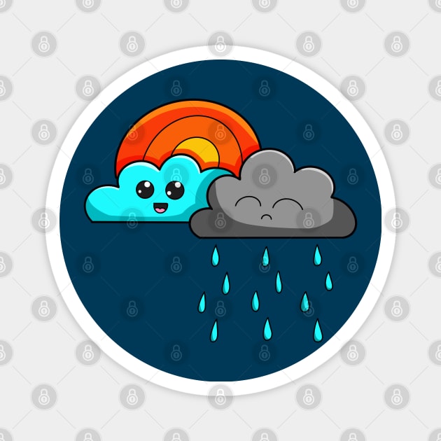 Happy and sad cloud doodle Magnet by The Creative Palette